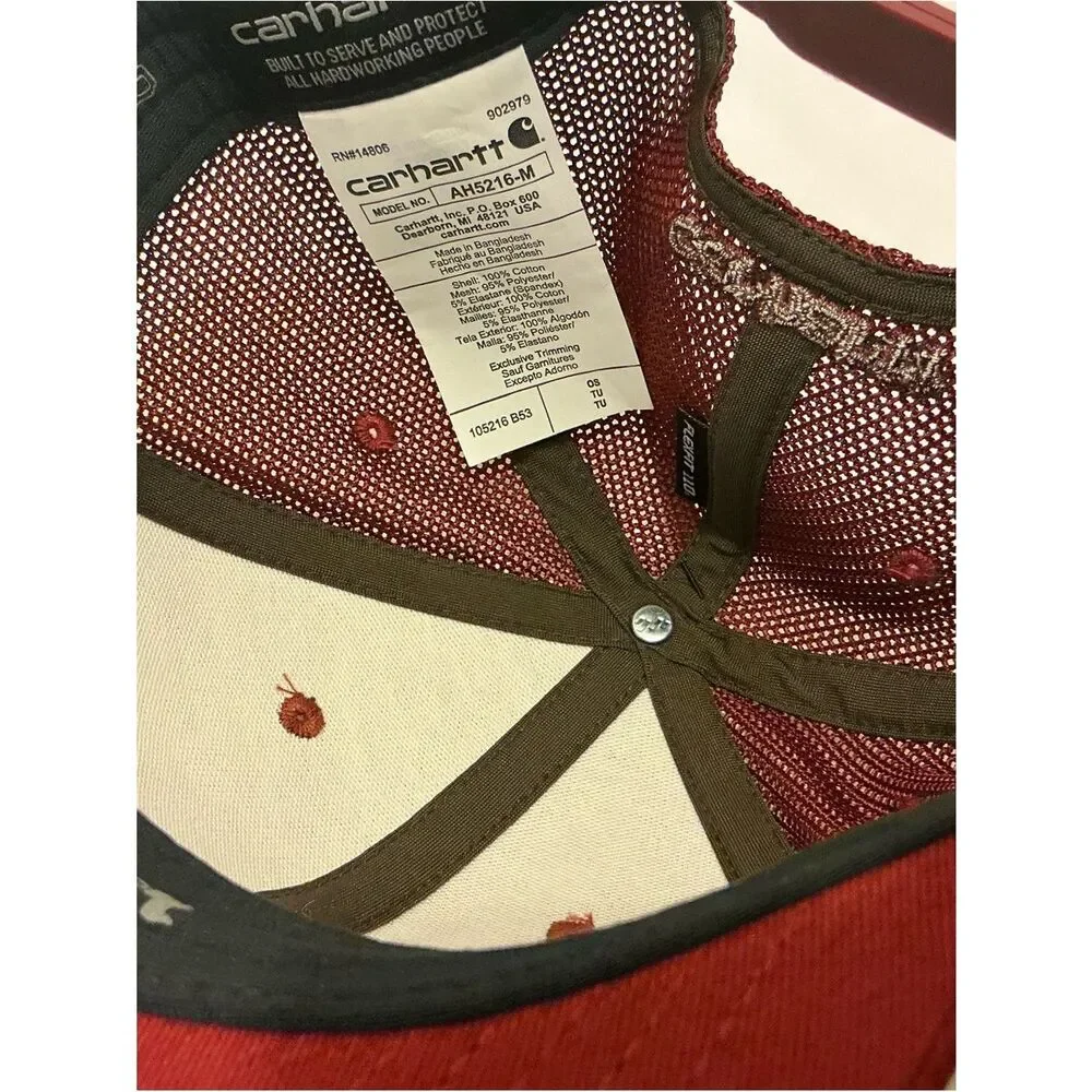 NWT Carhartt Maroon and Brown Mesh Trucker Cap
